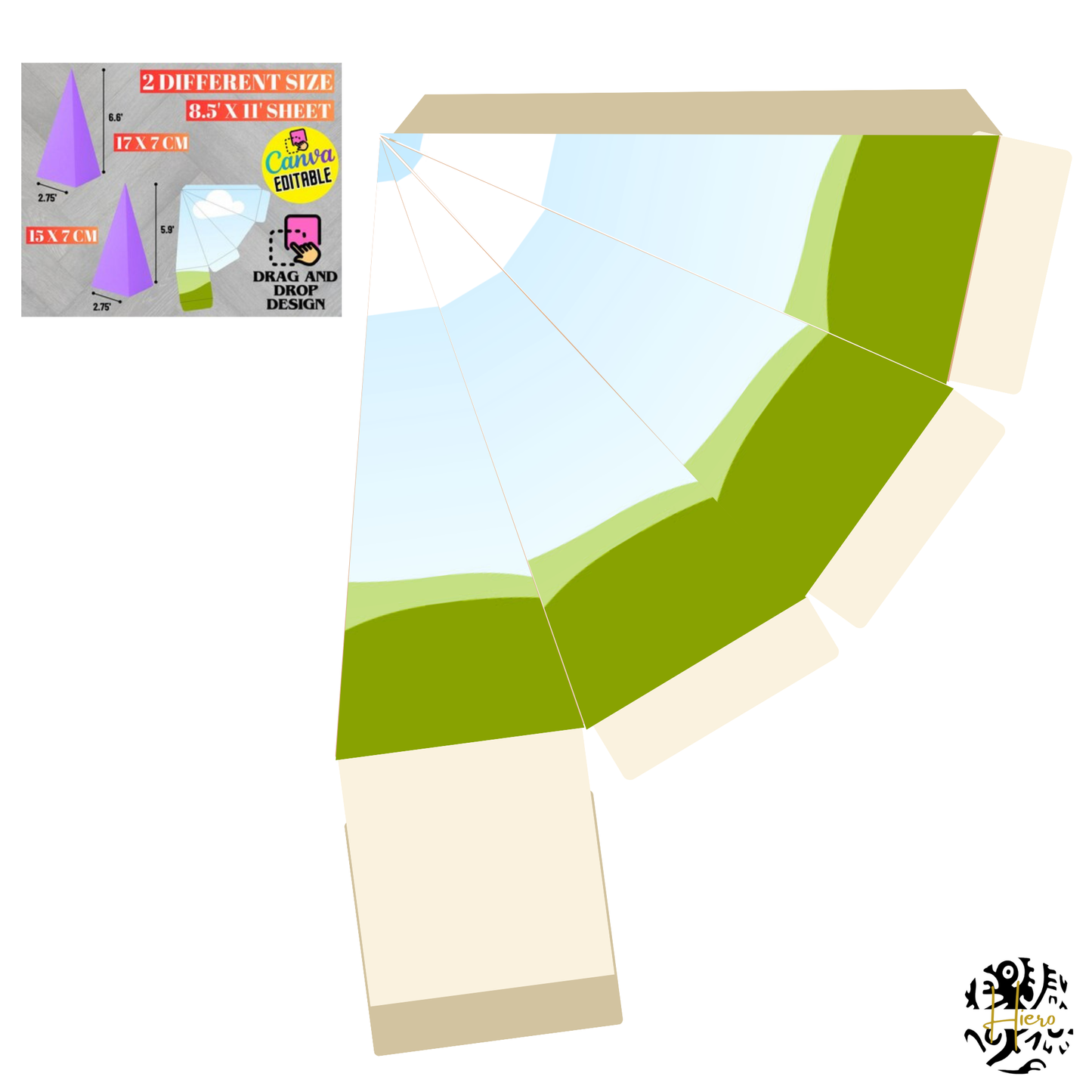 Custom Treat Boxes - Simple Pyramid Box (Digital File)