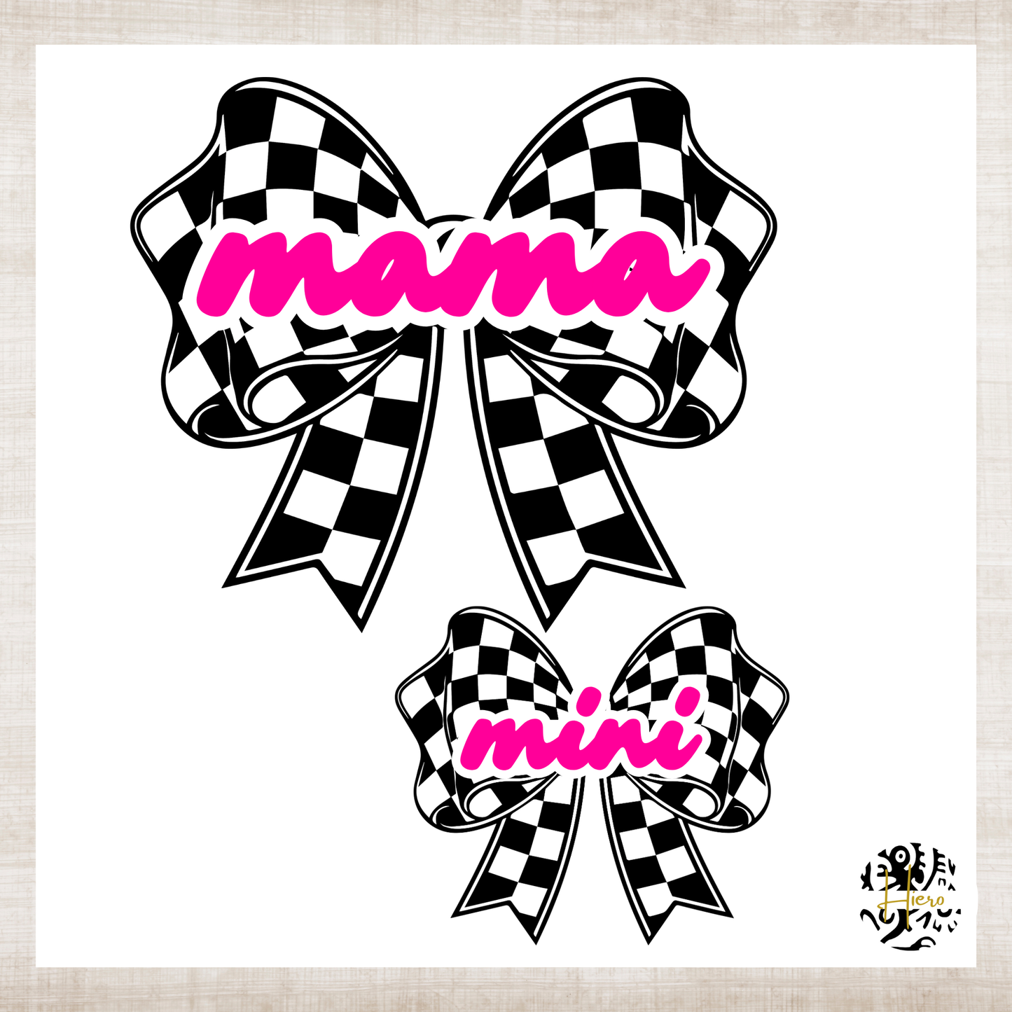 Mama & Mini Shirts - Checkered and Pink Bow
