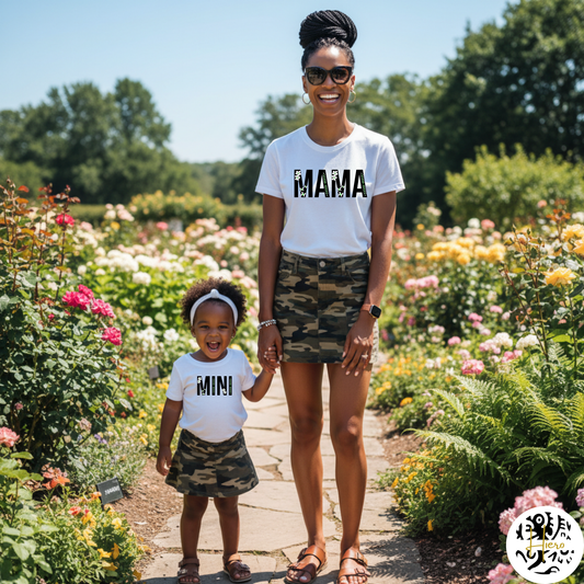 Mama & Mini Shirts - Green & White flowers