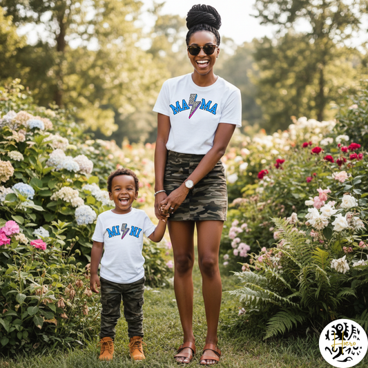 Mama & Mini Shirts - Blue Lightning Bolt