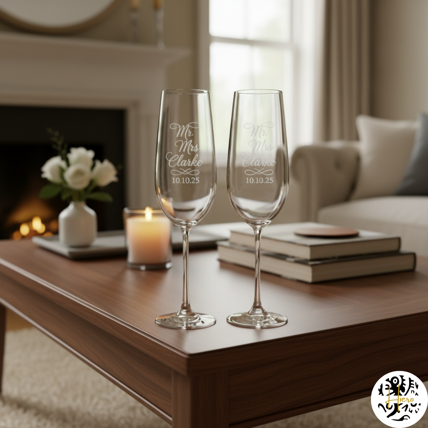 Glassware - Etched Champagne Flute
