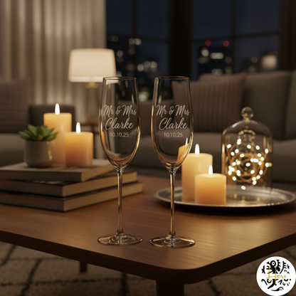 Glassware - Etched Champagne Flute