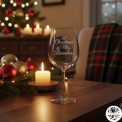 Glassware - Etched Stemmed Wine Glass