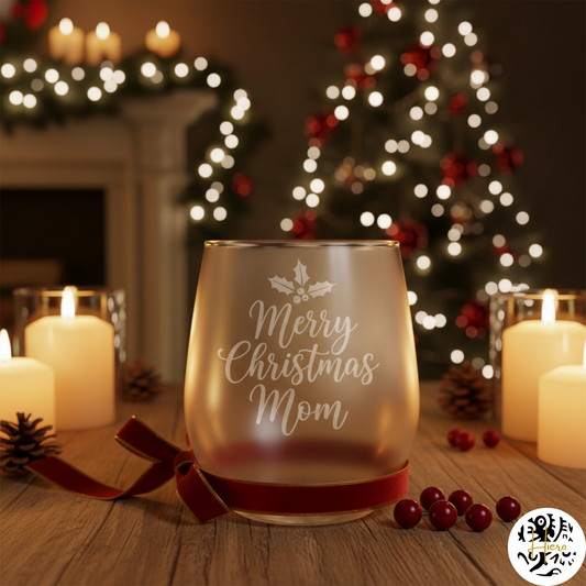 Glassware - Etched Stemless Wine Glass