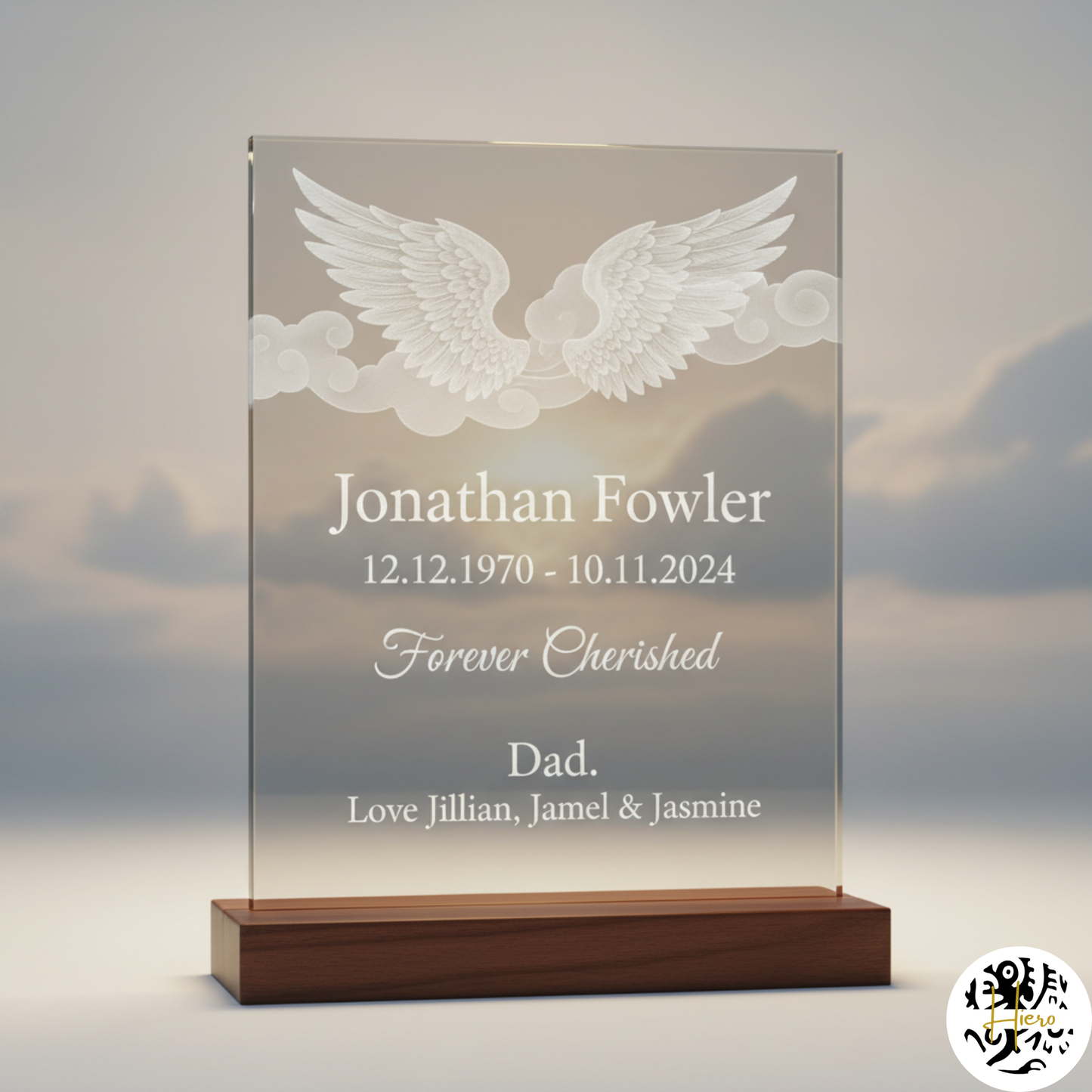 Funeral Memorial Plaques - Etched Glass
