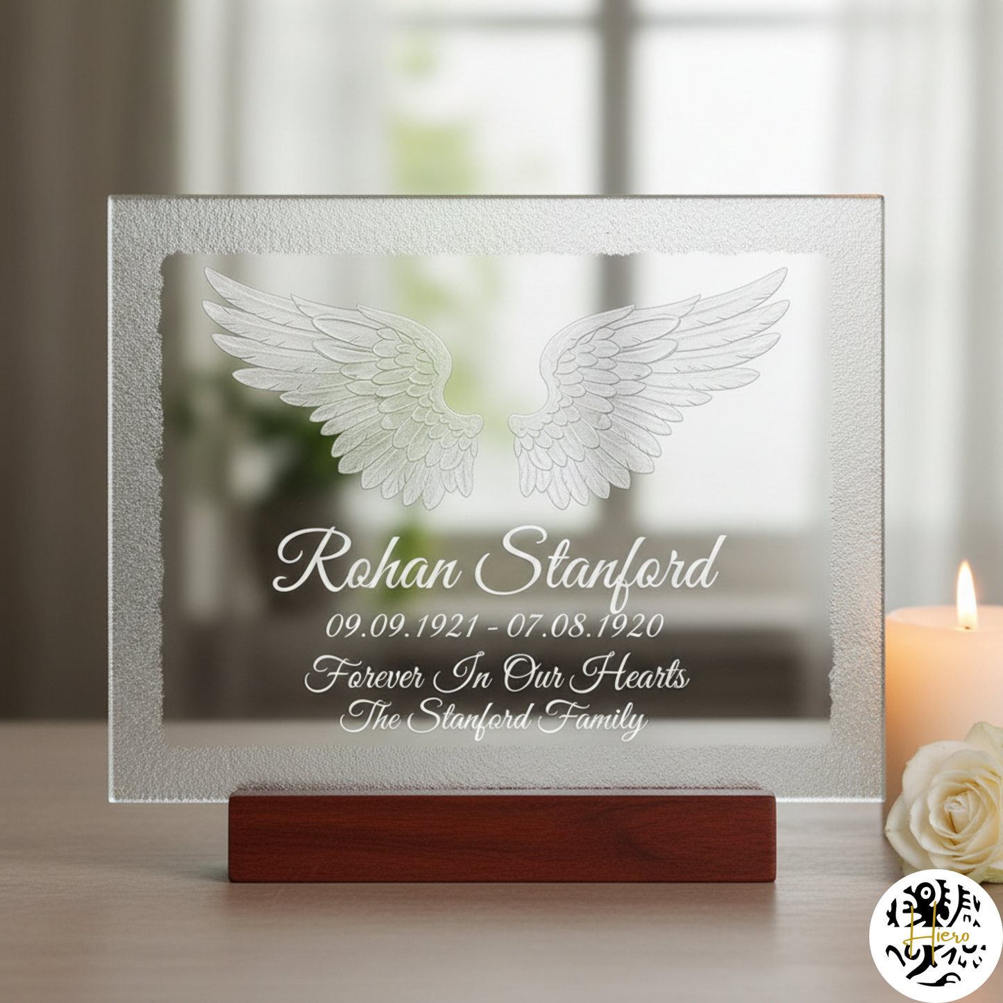 Funeral Memorial Plaques - Etched Glass