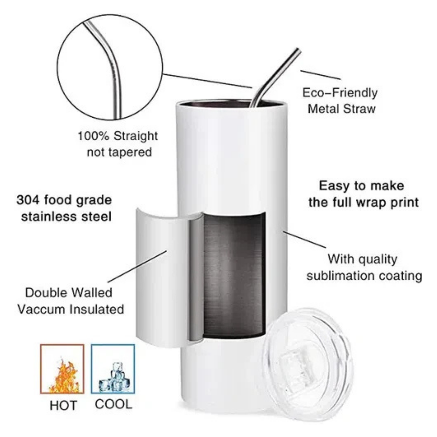 20 oz Customized Tumbler - Straight